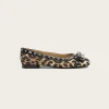 S2889 Eyelets Bow Ballerina Satin Print - Leopard Print