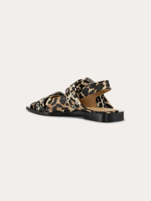 S2947 Feminine Buckle Ballerina Satin Print - Leopard