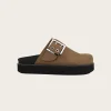S2525 Feminine Buckle Sandal Mule Suede - Chocolate Fondant