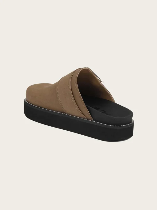 S2525 Feminine Buckle Sandal Mule Suede - Chocolate Fondant