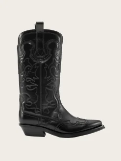 S2824 Mid Shaft Embroidered Western Boot - Black