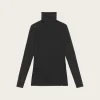 Solid Mesh Long Sleeve Rollneck - Black