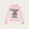 Striped Graphic Wool Mix Bunny Crew Neck - Primerose pink