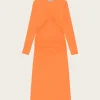 T3467 Light Stretch Jersey Midi Dress - Vibrant Orange