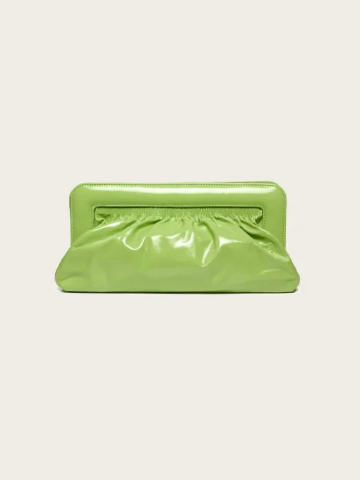 Velda Midi Patent Clutch - Dark Citron