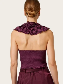 Viscose Frill Top - Burgundy