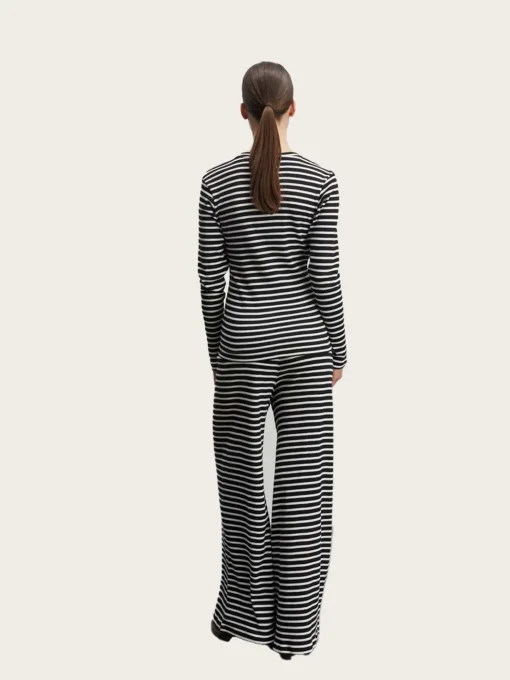 2X2 Cotton Stripe Tuba Tee LS - Black/White Alyssum