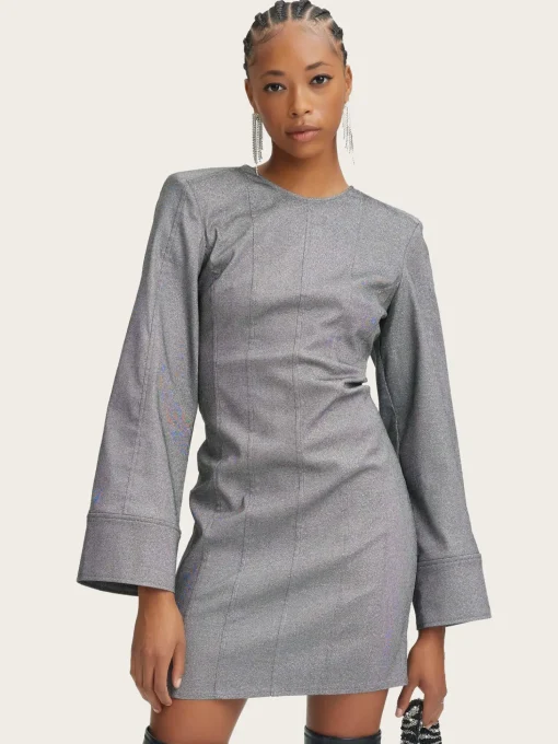 Yaira Short Dress - Grey Twill Glitter