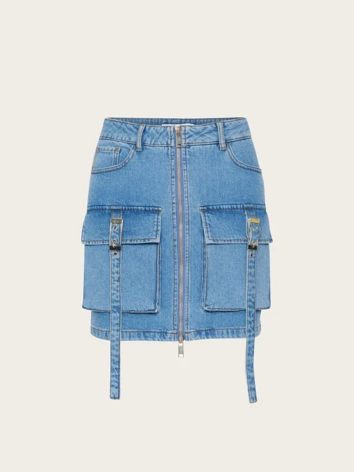 Zoy Cargo Skirt - Mid Blue Washed